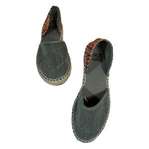 Muk Luks Canvas Womens 8 Slip On Rope-Lined Flats Glitter Heel Lightweight Comfy